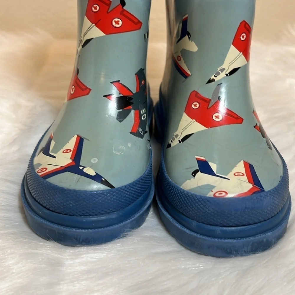 Hatley Blue Airplane Toddler Waterproof Rain Boots